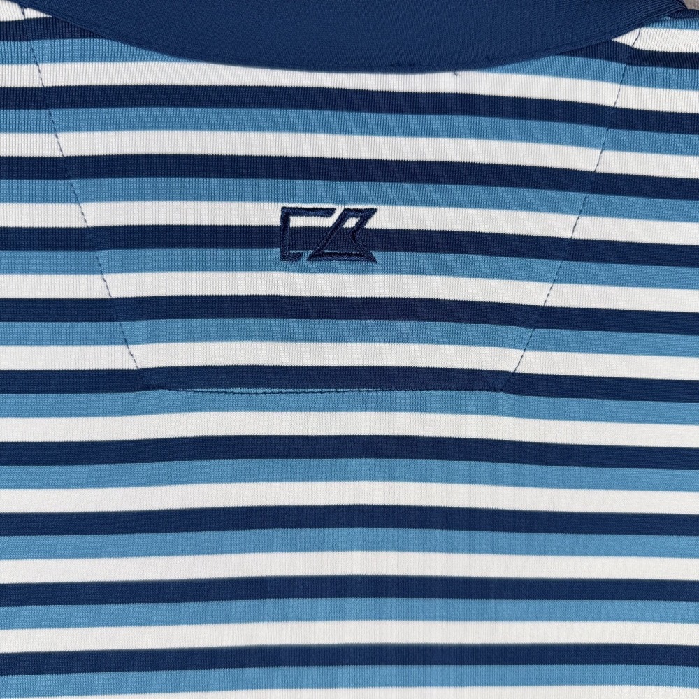 Cutter & Buck‎ Polo Shirt Men XXXL Blue White Striped Stretch Logo Golf Outdoor - Picture 4 of 9